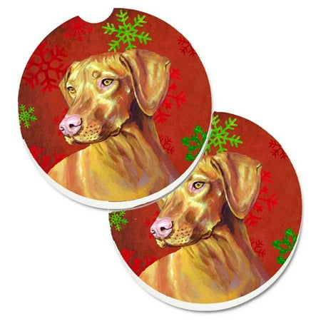 

Vizsla Red & Green Snowflakes Holiday Christmas Set of 2 Cup Holder Car Coaster