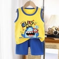 thumbnail image 2 of TOWED22 2pcs Baby Boy Casual Outfits Sleeveless Top Tee + Colorful Graphic Elastic Waist Shorts Lightweight Clothes Set(Yellow,6-12 M), 2 of 4