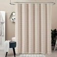 thumbnail image 2 of Boho Farmhouse Shower Curtain Set with Tassel - Linen Rustic Heavy Duty Fabric, Water Repellent, Modern Bohemian French Country Thick Bathroom Shower Curtains - Cream/Beige, 72x72, 2 of 7