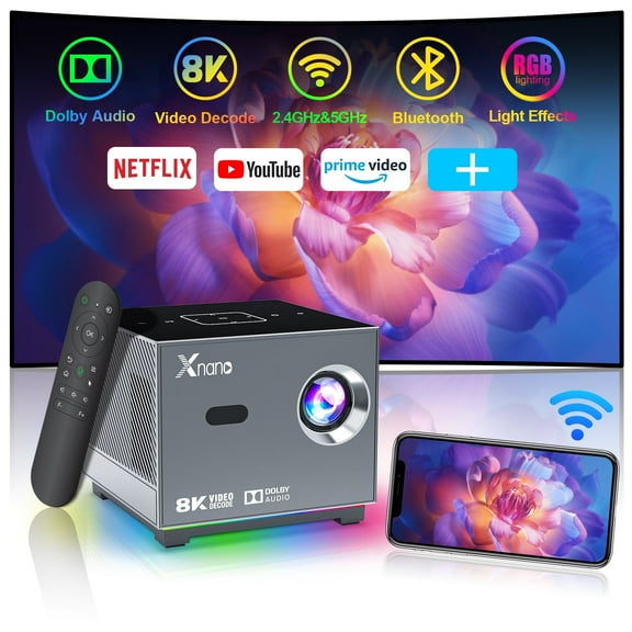 [Netflix-Licensed & AI Electric Focus]XNANO 4K Support Projector with WiFi6 and Bluetooth 5.0,Full HD 1080P Home Theater Projector with Smart Voice Assistant, Outdoor Projector 4P Keystone Correction