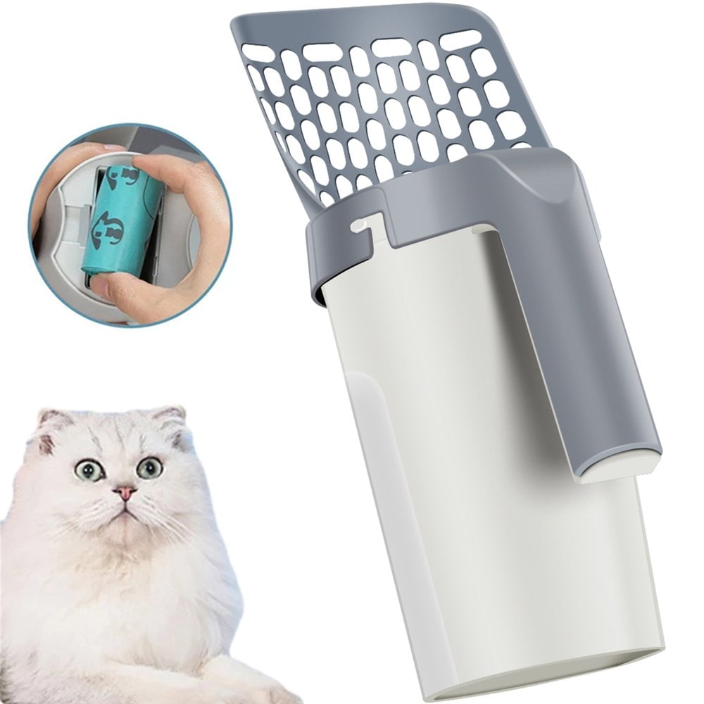 Cat Litter Scoop with Built in Bag Holder Kitty Scooper with Holder Durable Cat Litter Sifter Scoop Premium Portable Refill Cat Litter Shovel with Extra Waste Bag for Cat Kitty Pet Walmart