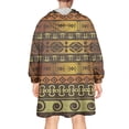 thumbnail image 2 of Wearable Oversized Blanket,Boho Golden Ethnic Pattern Wearable Blanket Hoodie for Adults,Cozy Hooded Blankets with Super Pockets,Super Warm Fuzzy Pullover for Women & Men, 2 of 6