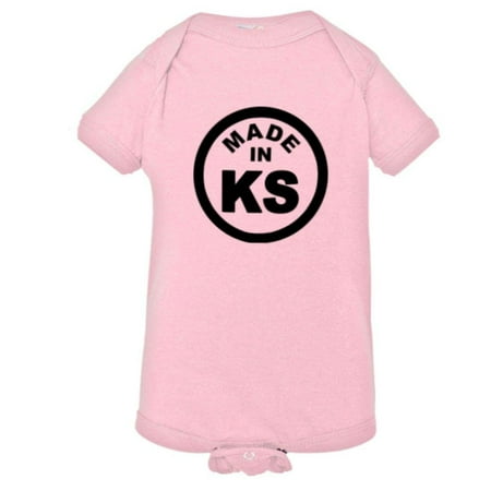 

PleaseMeTees™ Baby From Born Made In Kansas KS Logo Label Tag HQ Jumpsuit
