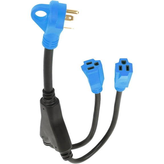 SCITOO RV Y Adapter Cord, Heavy Duty RV Electrical Cord Cable Adapter,50A Female to (2) 30A Male Connectors