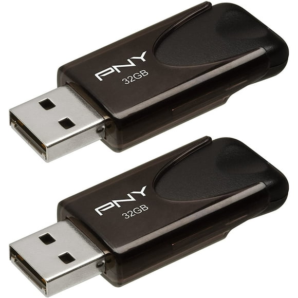 PNY Attache USB 2.0 Flash Drives, 32GB 2-Pack, Black (P-FD32GX2ATT4-GE)