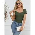thumbnail image 5 of Women Short Sleeve Scoop Neck Tops Shirts Fitted Summer Tshirt Tee, 5 of 7