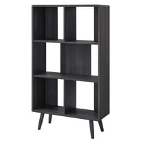 Bookcase Book Shelf Rack, Dark Grey Gray, Wood, Living Kitchen Cafe Bistro Hospitality Restaurant, Modern Contemporary HB35907