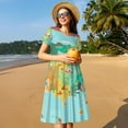 thumbnail image 4 of Vsdgher Carte Touristique des USA pour Femmes Été 2025 Robes Midi Maxi Décontractées Légères Manches Courtes Col Rond Robe de Plage, 4 of 6
