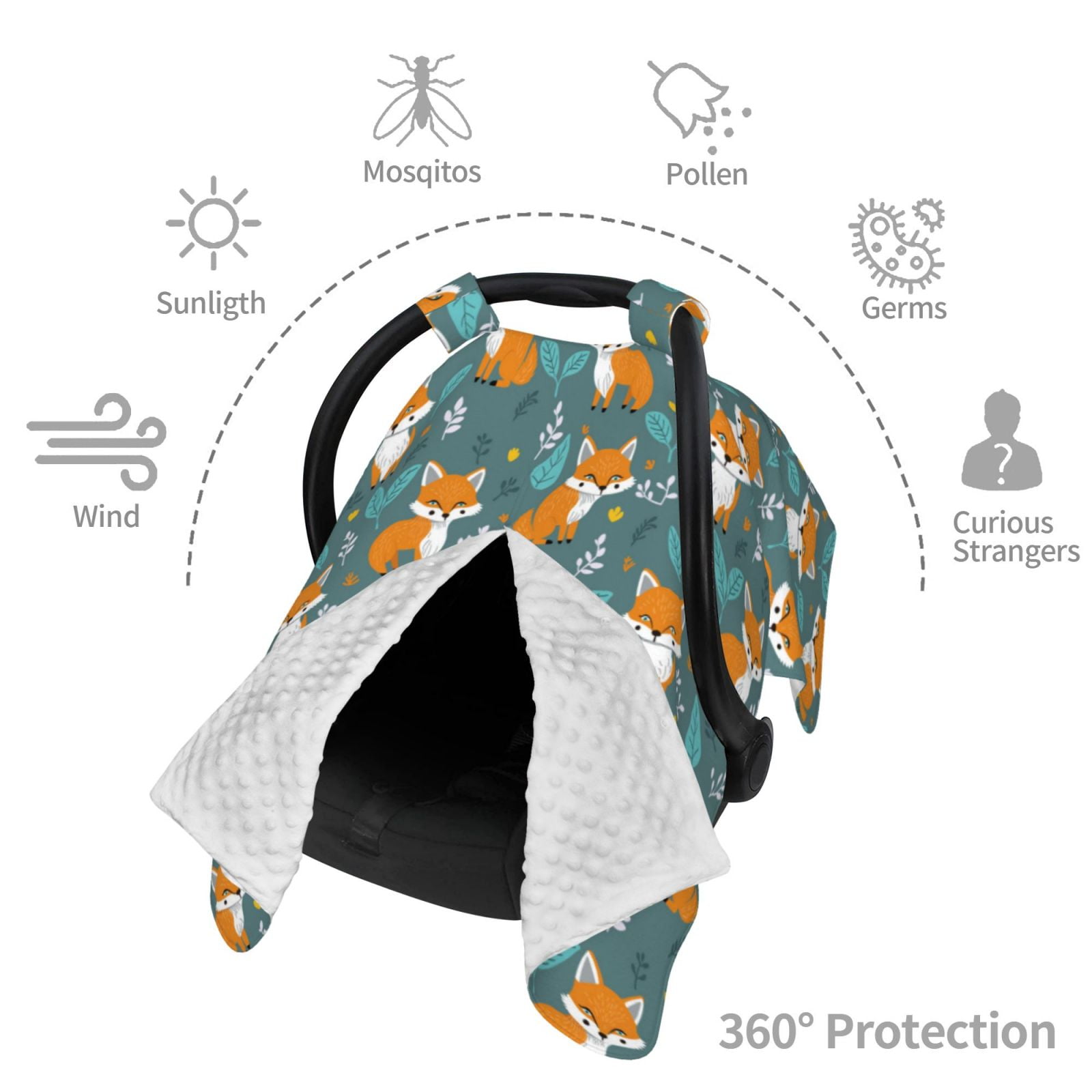 Car Seat Cover Baby - Fox Pattern No.9070 Breathable Infant Car Seat Cover for Baby Carseat, Lightweight Comfort Baby Essentials Must Haves Newborn Stuff for Girl Boy