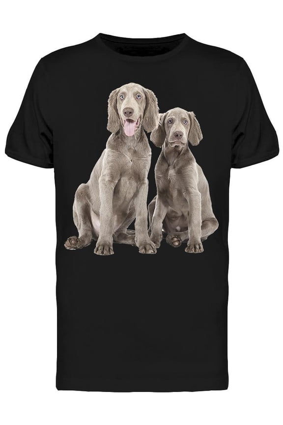 Two Cute Weimaraners Sitting T-Shirt Men -Image by Shutterstock, Male Large