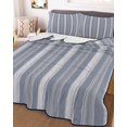 thumbnail image 3 of Quilts King Size, Blue Grey Striped Soft Comforter Bedding Set for Bed, Farmhouse Stripes Modern Abstract Art Lightweight Quilted Bedspread with Pillow Cover(2 Pieces) for All Season, 96x106 Inch, 3 of 9