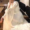 thumbnail image 2 of Women's Elegant V-neck Long Dress French Style Puff Long Sleeves Dress for Banquet Parties, 2 of 5