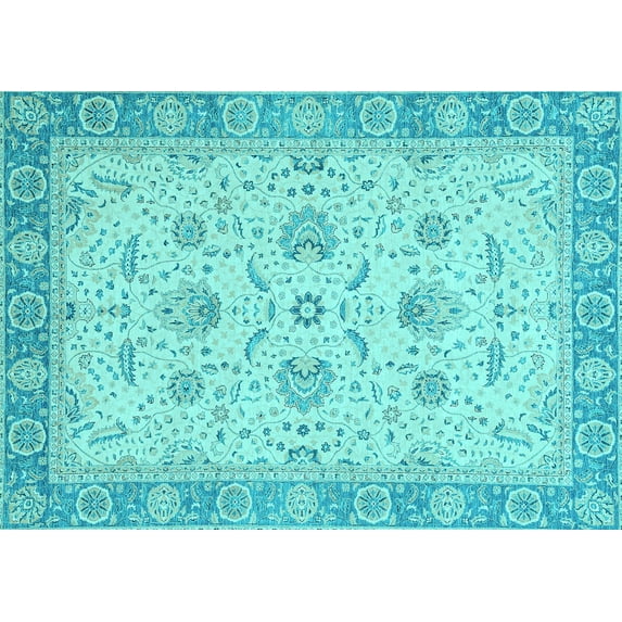 Ahgly Company Indoor Rectangle Oriental Light Blue Traditional Area Rugs, 6' x 9'