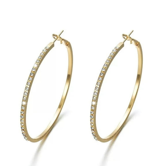 ZSPERKLA 14k Gold Plated Hoop Earrings with Crystals for Women Large Cubic Zirconia Hoop Earrings Jewelry Gifts