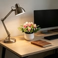 thumbnail image 2 of Arreglo floral artificial de rosas en maceta, follaje sintético realista en maceta blanca, decoración de mesa de interior sin mantenimiento para escritorio, mesita de noche o sala de estar., 2 of 6