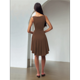 thumbnail image 5 of Vestido Casual Básico Sin Mangas de Color Liso, Ajustado y Ajustado para Mujer, Color Café, Talla L, 5 of 7