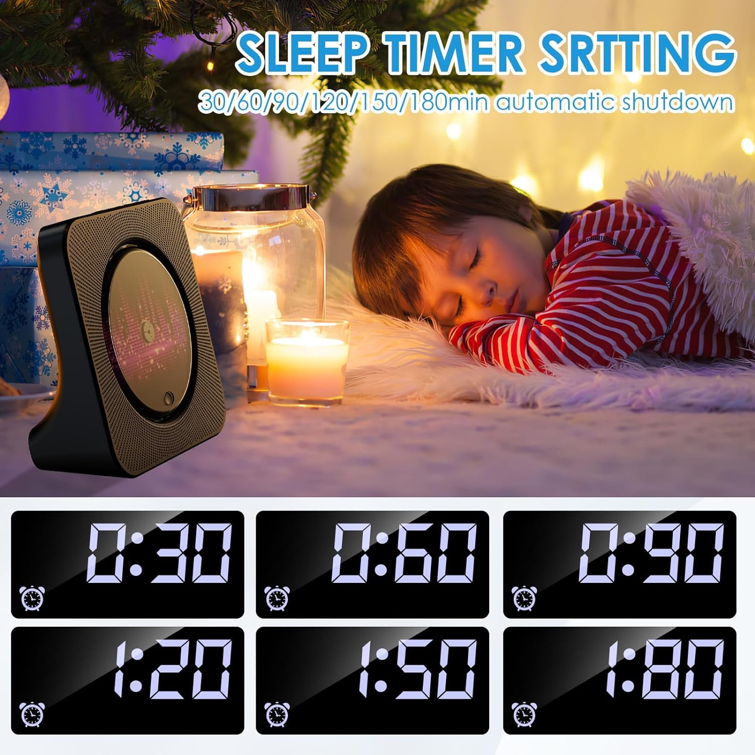 Gueray CD Players for Home, Portable CD Player with Bluetooth Hi-Fi Stereo Sound, Remote Control, Support AUX/USB, Headphone Jack, Fm Radio Black