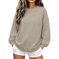 thumbnail image 2 of BaoFuBaoMei Crew Neck Sweatshirt Women Plus Size Long Sleeve Ribbed Trim Pullover Tops Solid Drop Shoulder Fall Winter Outfit, 2 of 5