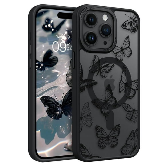 Funda de teléfono BENTOBEN para iPhone 14 Pro Max con estampado de mariposas
