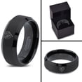 thumbnail image 4 of Tungsten Heart Love Hippy Boho Emoji Band Ring 8mm Men Women Comfort Fit Black Beveled Edge Brushed Polished, 4 of 4