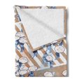 thumbnail image 2 of Urban Soft Flannel Fleece Throw Blanket, Angle View of People with Umbrellas Crossing Street Crowd Rush Print, Cozy Plush for Indoor and Outdoor Use, 60" x 80", Camel Purpleblue, by Ambesonne, 2 of 5