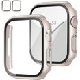 thumbnail image 1 of 2 Pack Case with Tempered Glass Screen Protector for Apple Watch Series 6/5/4/SE 40mm, Slim Guard Bumper Full Coverage Hard PC Protective Cover HD Ultra-Thin Cover for iWatch 40mm,Starlight, 1 of 5