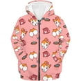 thumbnail image 3 of Suhoaziia Cute Girls Zipper Hoodies for Child Size 8-10 Years Cartoon Corgi Dog Food Tops Breathable Drawstring Jackets Trendy Outdoor Activities Hoodie with Pocket, 3 of 5
