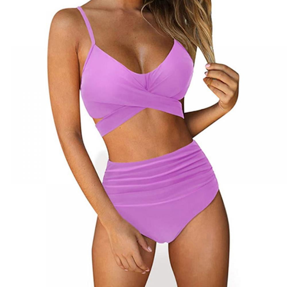 Flounced Shaping Swimsuit - Light purple - Ladies