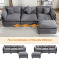 thumbnail image 6 of EUROCO 112.2" Modern L-Shape Sectional Sofa Couch, Chenille Upholstered Sofa with Ottoman and 5 Pillows, Indoor furniture for Living Room, Gray, 6 of 8