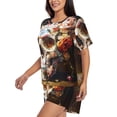 thumbnail image 2 of Lsque Rose Floral Skull Women's Short-Sleeved Pajama Set - 2 Piece Soft and Lightweight Sleepwear Set-XX-Large, 2 of 9