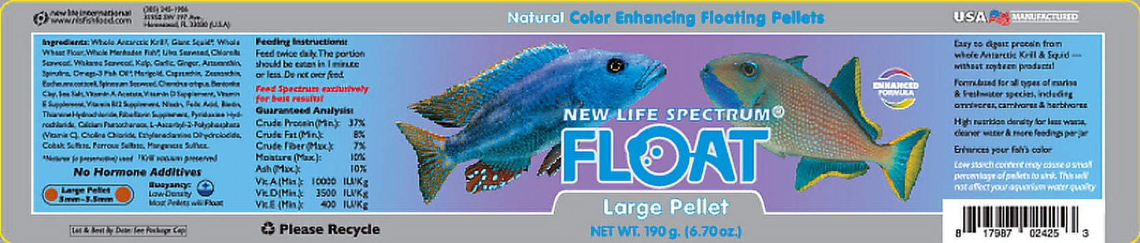 New Life Spectrum Float Large Fish Food Pellets, 190 g