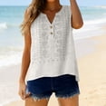 thumbnail image 2 of Womens Linen Embroidered Tank Tops Womens Plus Size Tank Tops Cotton Linen Vest Sleeveless Linen Tops for Women Loose Fit Camisole Floral Gauze Sleeveless White 2XL, 2 of 9