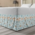 thumbnail image 1 of Orange Blue Bed Skirt, Autumn Abstract Botanical Pattern of Leaves Mushroom and Berries, Elastic Bedskirt Dust Ruffle Wrap Around for Bedding Decor, 4 Sizes, Pale Blue Orange White, by Ambesonne, 1 of 2