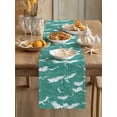 thumbnail image 2 of Ocean Waves Turquoise Art Table Runner 13x48in Non-Slip Cotton Linen Table Runners, Watercolor Water Lines Dresser Scarves TableRunner for Dinner Kitchen Dining Wedding Party, 2 of 9