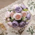 thumbnail image 4 of JHyouerji Faux Peony Rose Artificial Flower Bouquet 13x2 Inch Lavender Plastic Floral Stem for Wedding Table Home Vase Decor, 4 of 7