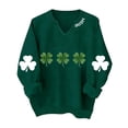 thumbnail image 3 of MAIHAN St Patricks Day Shirt Women Knit Pullover,Festive Shamrock Print Crewneck Long Sleeve Top,Soft Stretch Casual Sweater(#06Green,S), 3 of 3