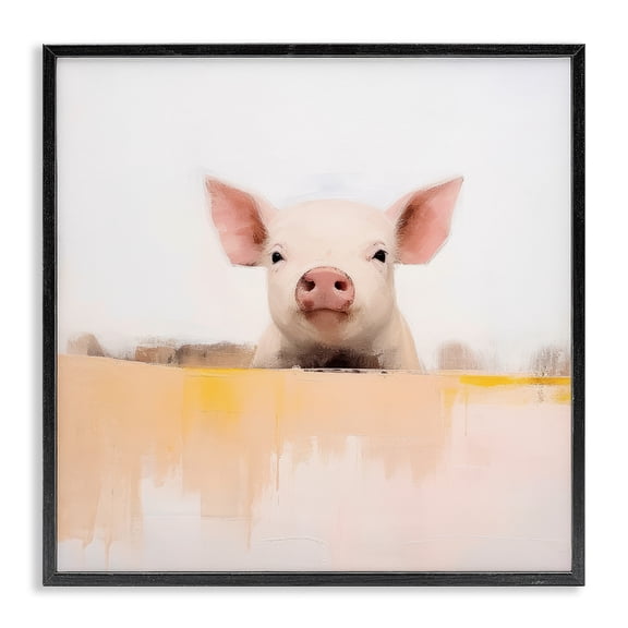 Stupell Industries Contemporary Modern Pig Peeking Black Framed Giclee Art, 17 x 17, by Irena Orlov