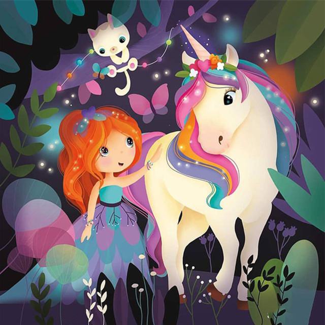Cuadros Decorativos Bordado completo Hilo de algodón ecológico 11CT Impreso Chica de dibujos animados Kit de punto de cruz (6) Wdftyju de costura negro 4 estilos