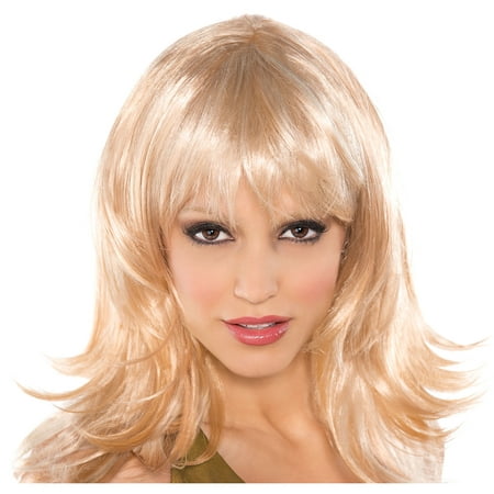 Shag Feathered Womens Adult Blonde 80's Wavy Shoulder Length Costume
