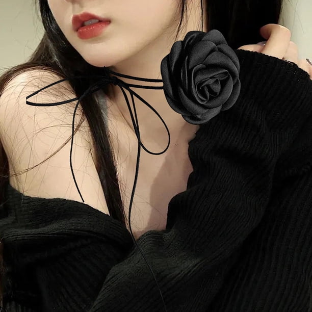 Collar Fernando Gargantilla Floral Ajustable Negro