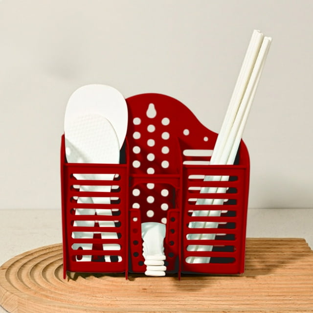Birdeem Dish Drying Rack,Utensil Holder,7X6.7X2.8 Inches Tableware Organizer for Kitchen Counter Camping Picnic Office,Wall Mounted Plastic Storage Basket