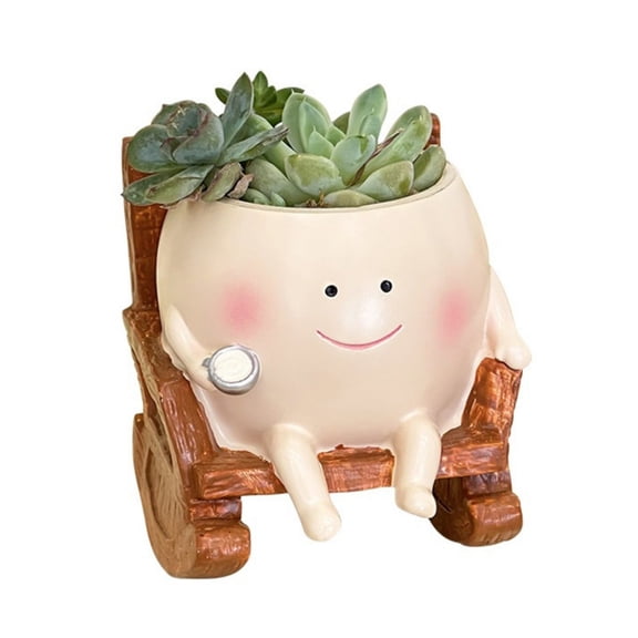 Rocking Chair Fleshy Plant Planter Pot Resin Small Planter Figurine Plant Pot