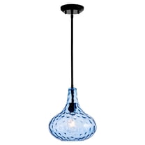 Glass Pendant Light Blue 11-inch Hammered Pendant Lighting for Kitchen Island, Kitchen Sink, Hallway, Living Room
