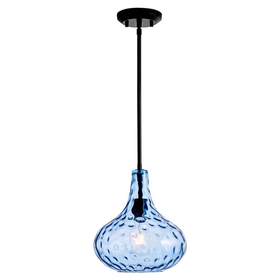Glass Pendant Light Blue 11-inch Hammered Pendant Lighting for Kitchen Island, Kitchen Sink, Hallway, Living Room