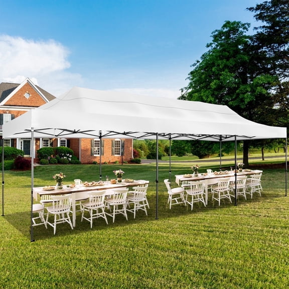 SANOPY 10x30 Pop Up Canopy, Heavy Duty Canopy UPF 50 All Season Wind Waterproof Commercial Outdoor Wedding Party Tents Gazebo with Roller Bag, White