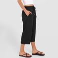 thumbnail image 4 of 2026 Summer Wide Leg Capri Pants for Women Drawstring Elastic Waist Casual Cropped Trousers with Pockets Black XXL, 4 of 7