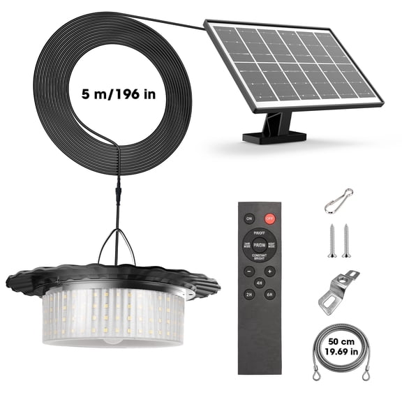 Solar Outdoor Light, IP65 Waterproof & Rainproof 244 LED Beads, 360° Wide-Angle Lighting, Solar-Powered Lamp with 4 Modes, Ideal for Shed, Camping, Gazebo, Patio, Tent