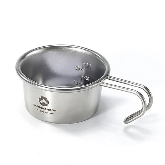 Yajisi 60ml 304 Stainless Steel Sierra Cup, Portable Camping Tea Cup with Measuring Scale for Outdoor Hiking Picnic BBQ, 3.7 x 2.6 x 1.2 in