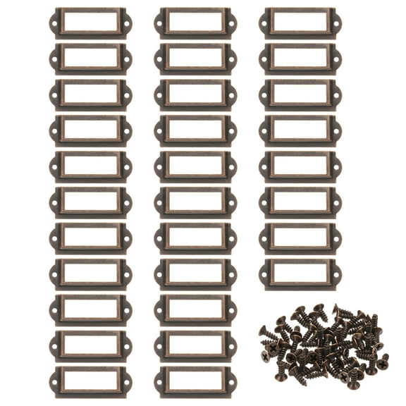 Uxcell 60x24mm Metal Label Holders, 30 PCS Label Frames with Screws, Red Bronze