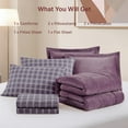 thumbnail image 6 of Plush Comforter Set Full Size Purple, Flannel Velvet Comforter Sets 7 Pieces Bed in a Bag, Soft Warm Winter Bedding Set with Sheets, Pillowcases & Shams, 6 of 14